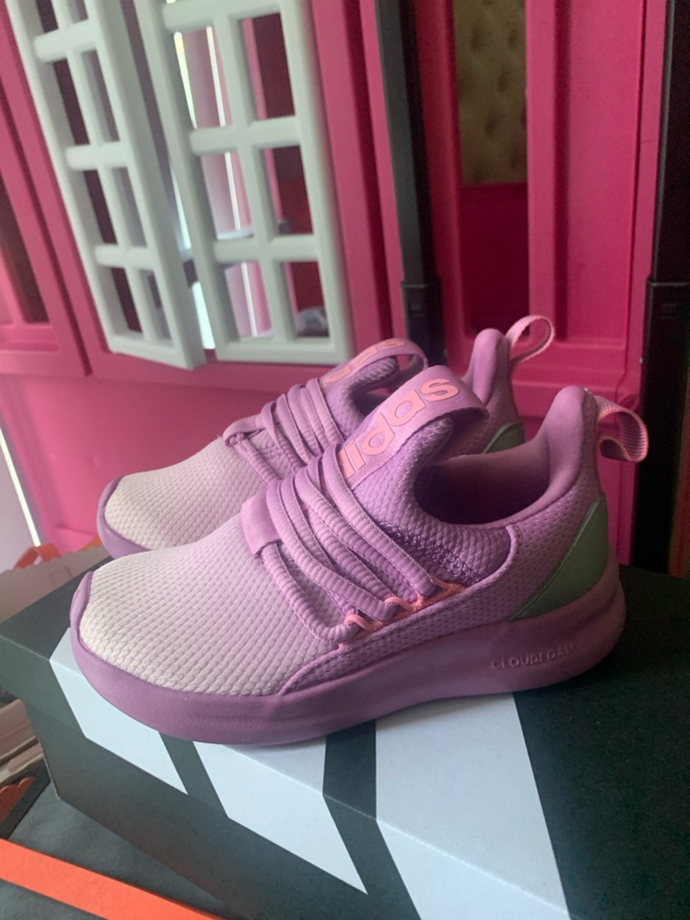 adidas Kids Pink and Light Pink Cloudfoam Sneakers
